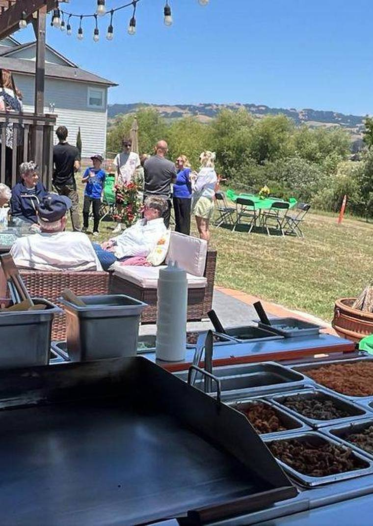 Private event with Bay Area hills views catered by Taco Man